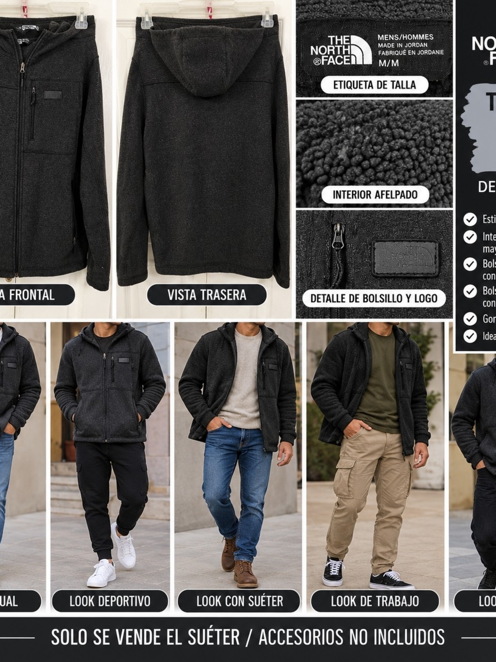 The North Face Men's Black Sherpa-Lined Hoodie Jacket